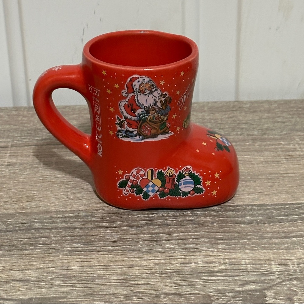 Vtg Van Well German Christmas Boot Mug Frohe‎ Weihnachten Merry Christmas 4" H